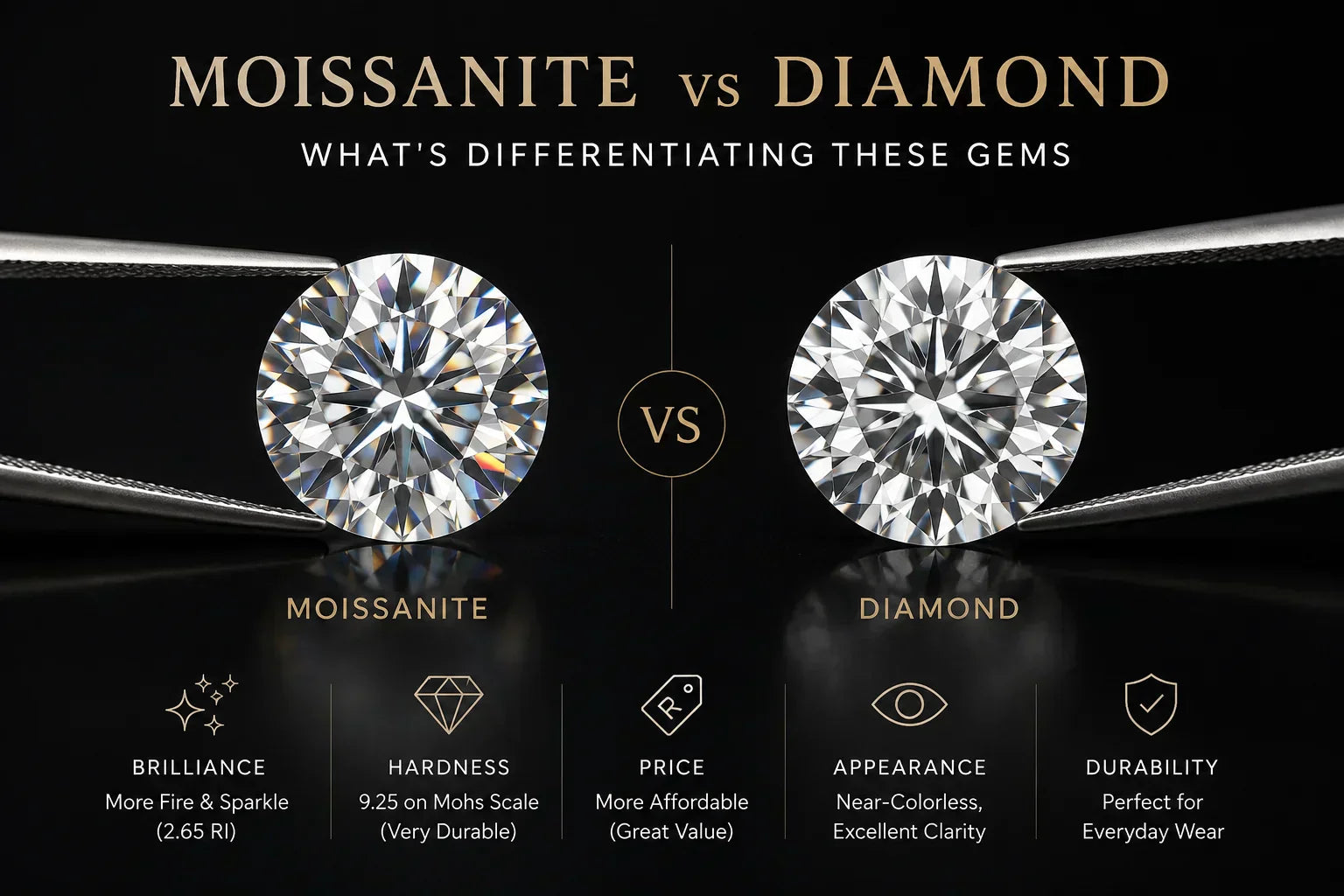 The identical differences between a moissanite stone and a real diamond to know.