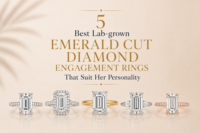 Best emerald cut lab-grown diamond engagement rings made with proper quality.