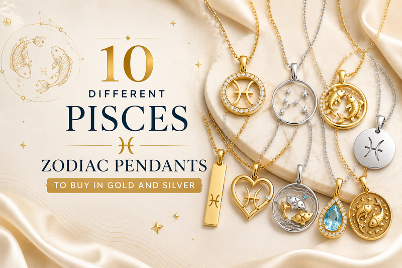 Available designs for gold and silver pisces zodiac pendants for any occasion.
