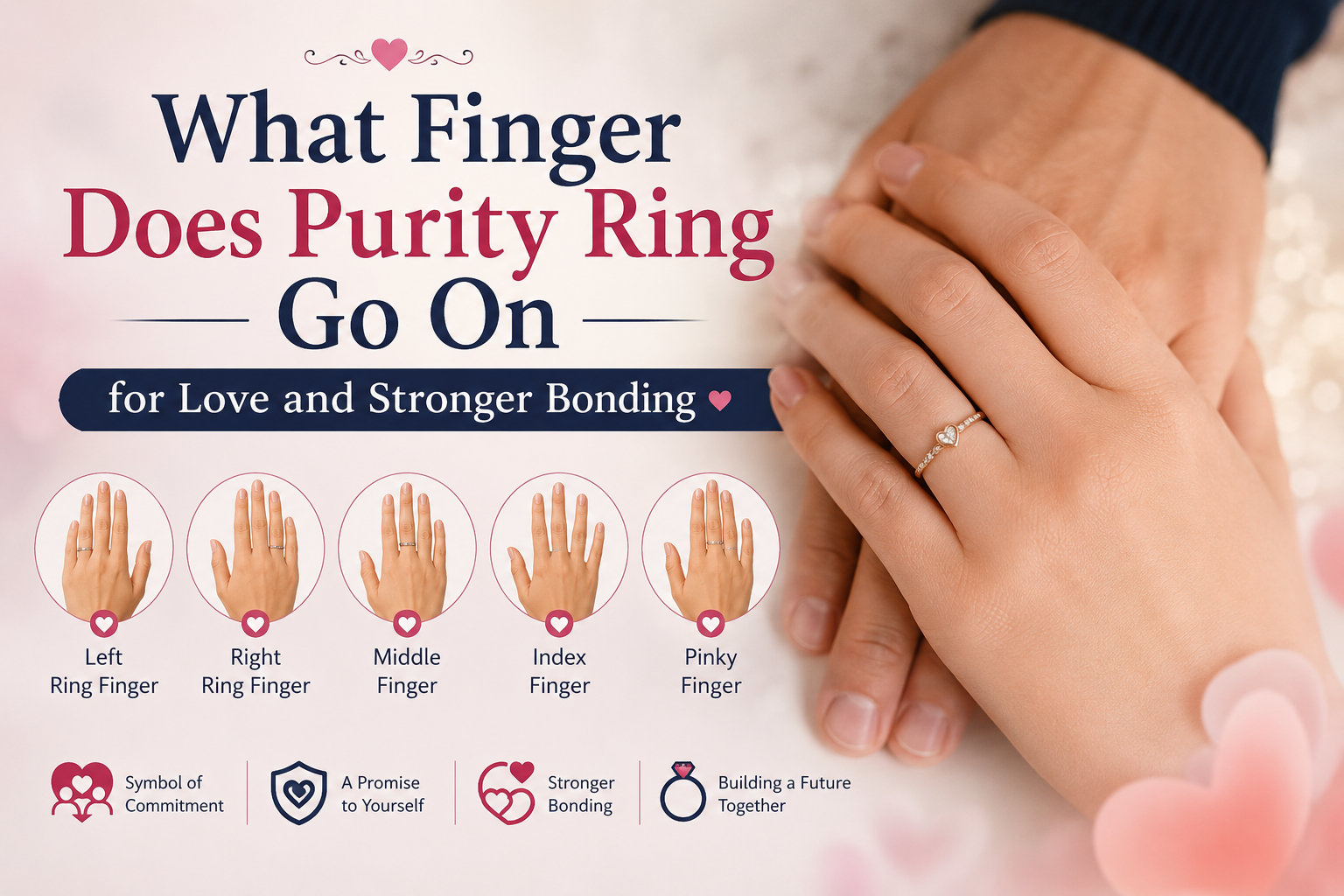 In a couple, woman wearing a purity ring for defining relationship.