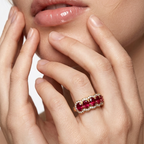 Five Stone Oval Cut Ruby Halo Fashion Ring