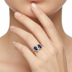 Pear Cut Blue Sapphire Halo Toi Et Moi Bypass Ring
