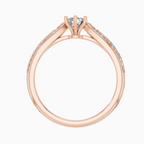 Round Shape Lab Diamond Pave Band Solitaire Ring