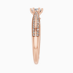 Round Shape Lab Diamond Pave Band Solitaire Ring