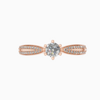 Round Shape Lab Diamond Pave Band Solitaire Ring