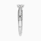 Round Shape Lab Diamond Pave Band Solitaire Ring