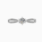 Round Shape Lab Diamond Pave Band Solitaire Ring