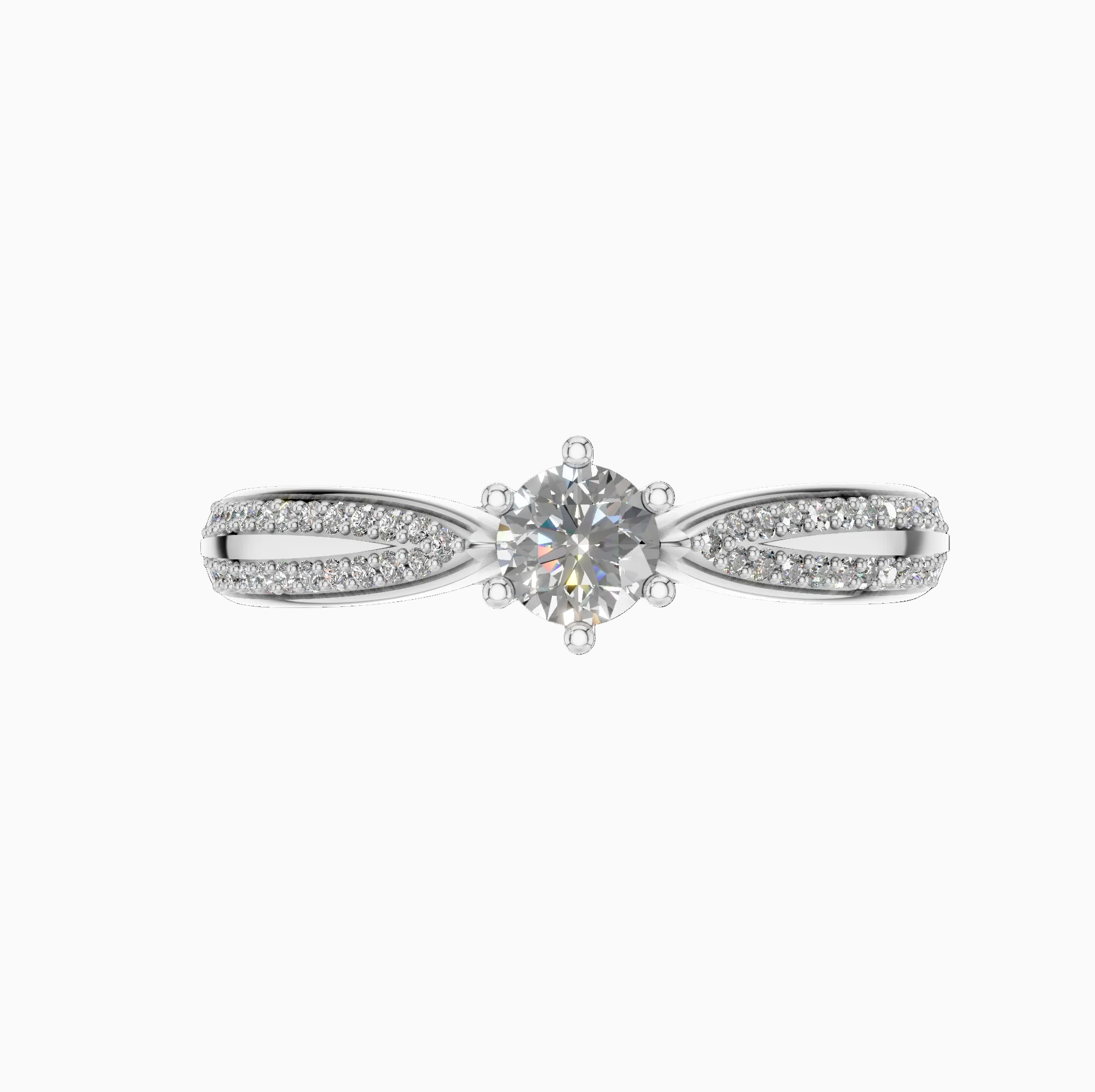 Round Shape Lab Diamond Pave Band Solitaire Ring