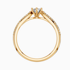 Round Shape Lab Diamond Pave Band Solitaire Ring