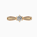 Round Shape Lab Diamond Pave Band Solitaire Ring