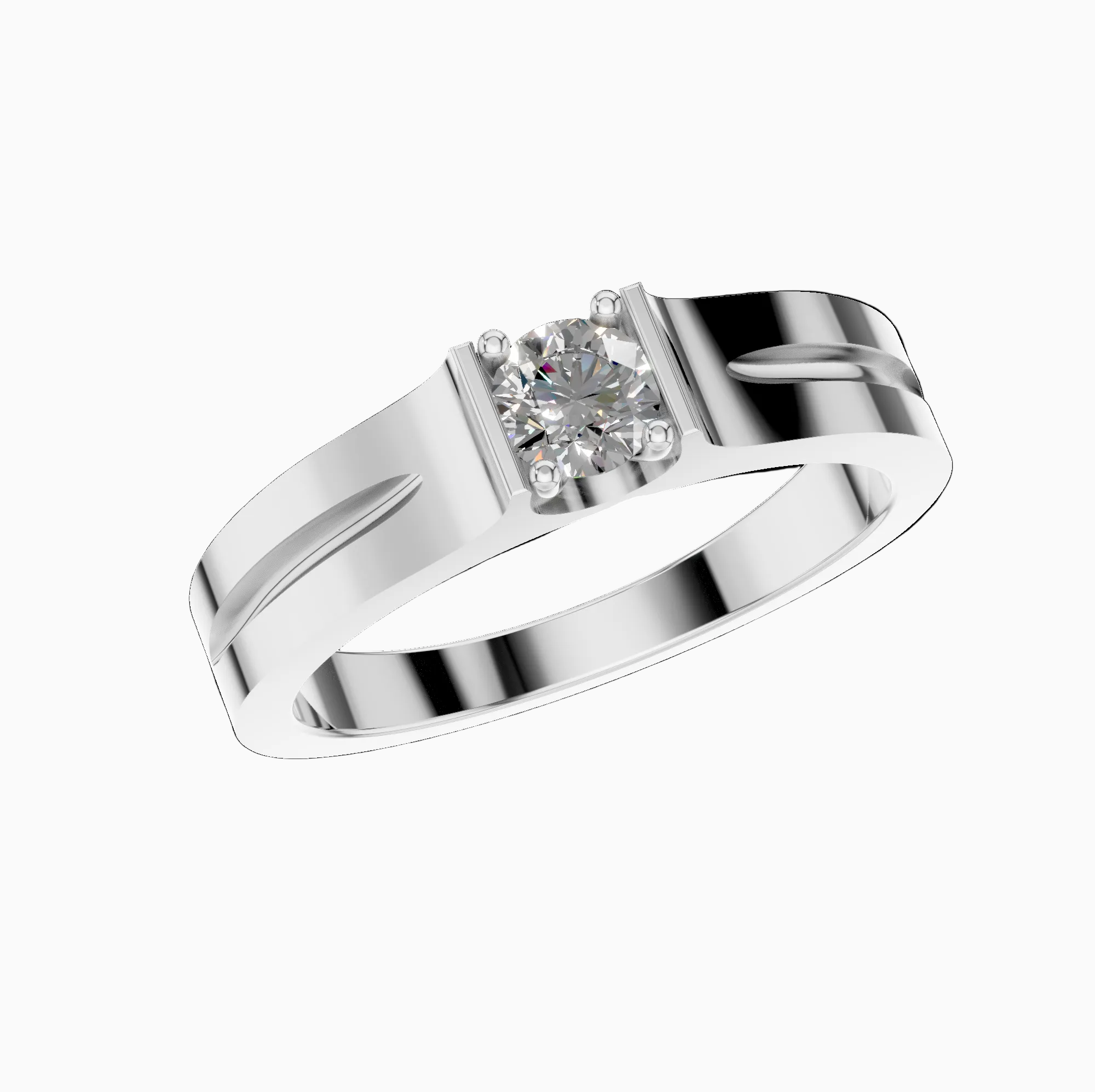 ------Round Lab Grown Diamond Wide Solitaire Mens Ring