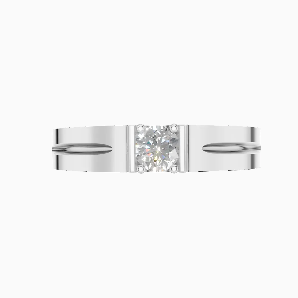 ------Round Lab Grown Diamond Wide Solitaire Mens Ring