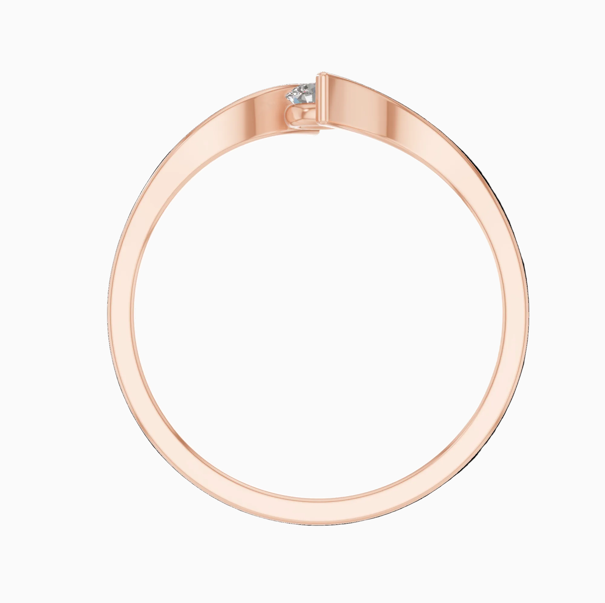 Round Lab Grown Diamond Bypass Swirl Solitaire Ring
