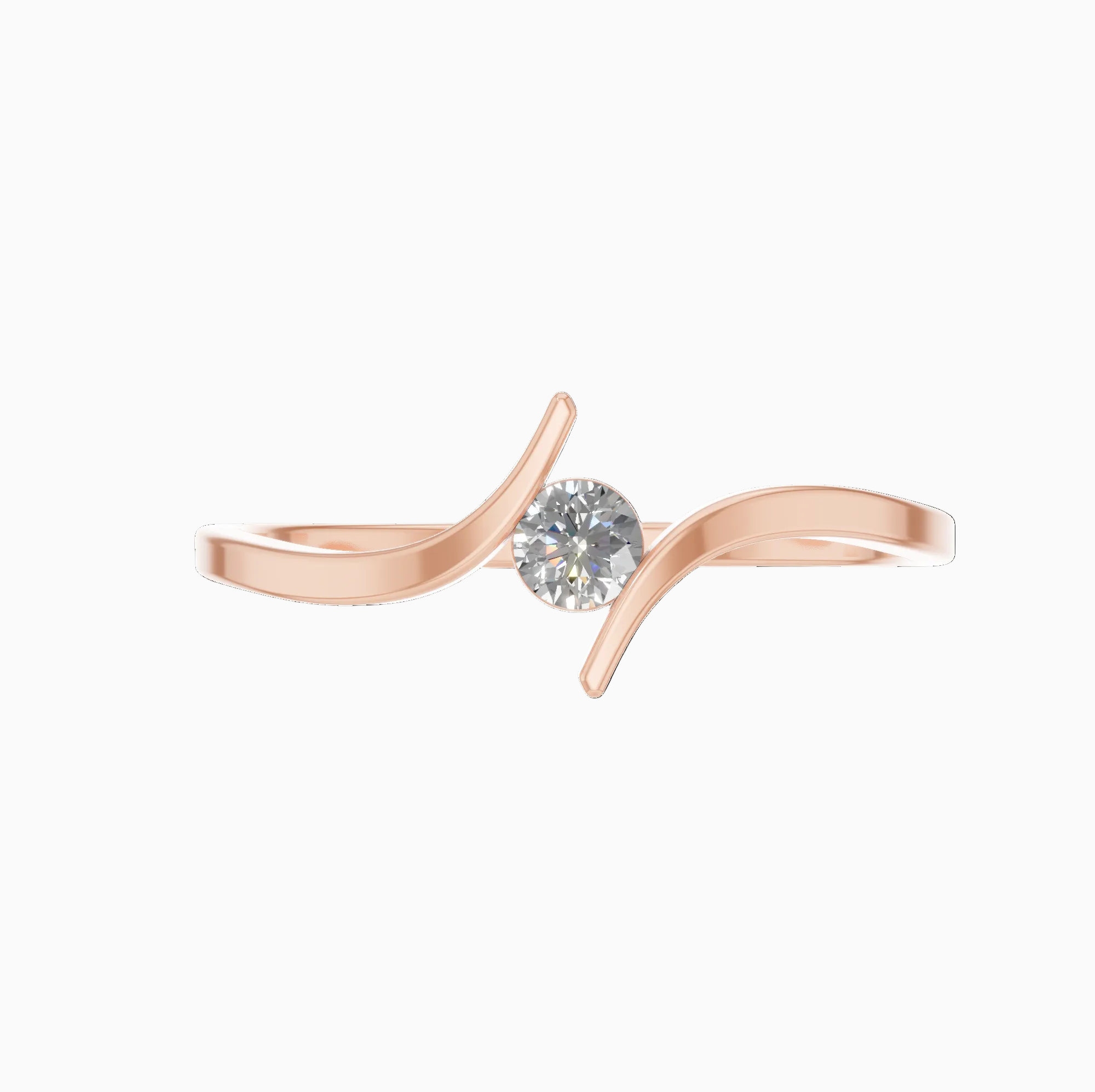 Round Lab Grown Diamond Bypass Swirl Solitaire Ring