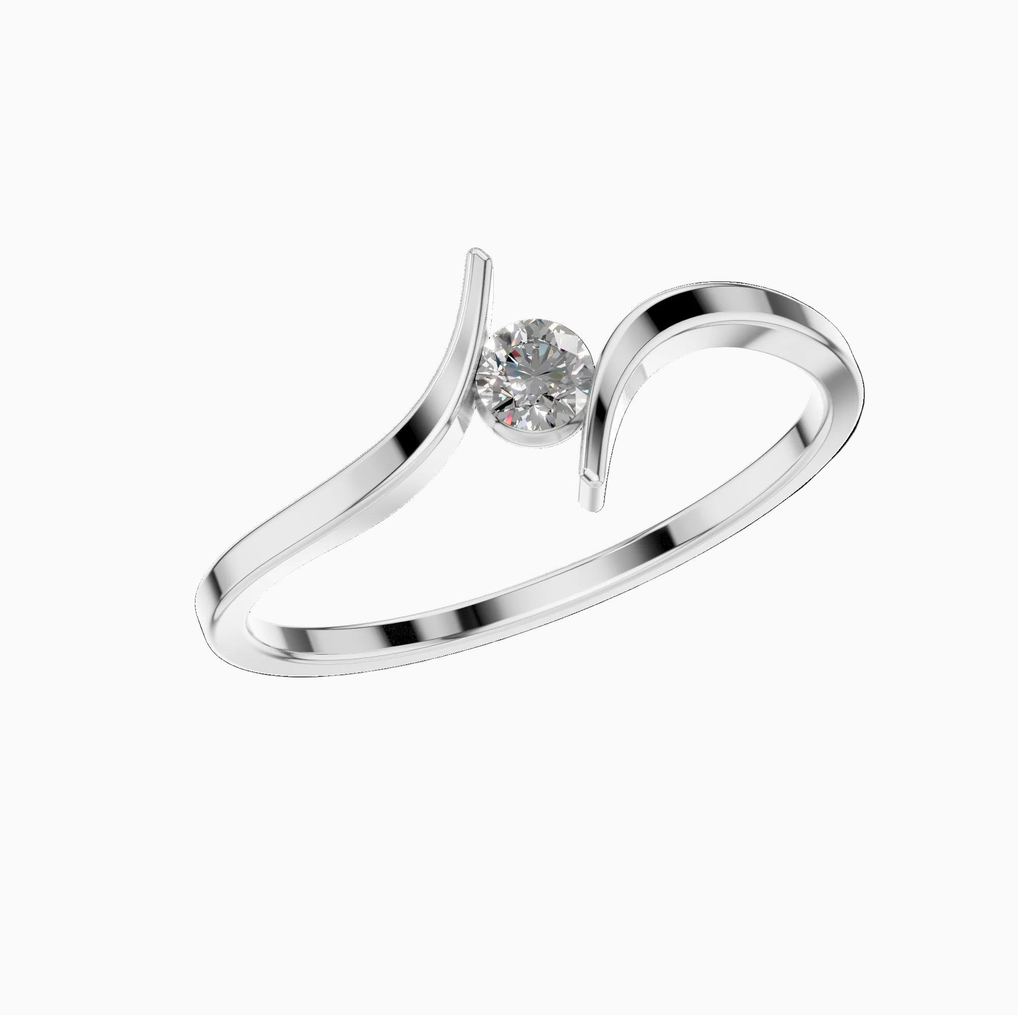 Round Lab Grown Diamond Bypass Swirl Solitaire Ring