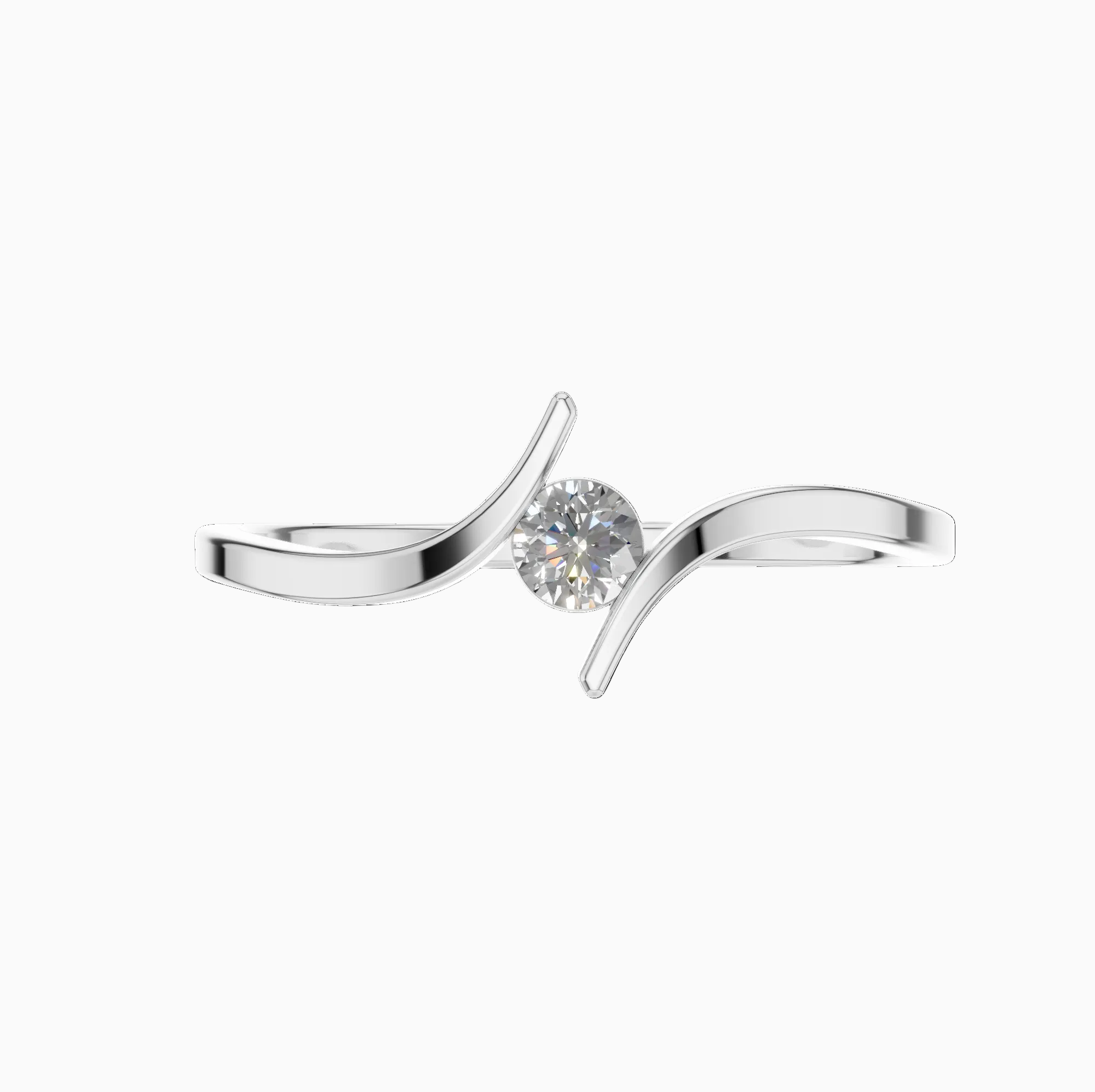 Round Lab Grown Diamond Bypass Swirl Solitaire Ring