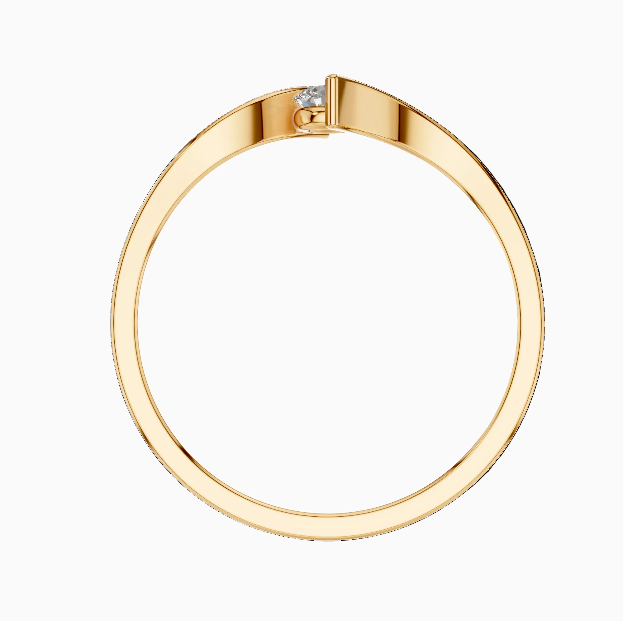 Round Lab Grown Diamond Bypass Swirl Solitaire Ring