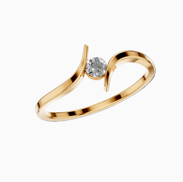 Round Lab Grown Diamond Bypass Swirl Solitaire Ring