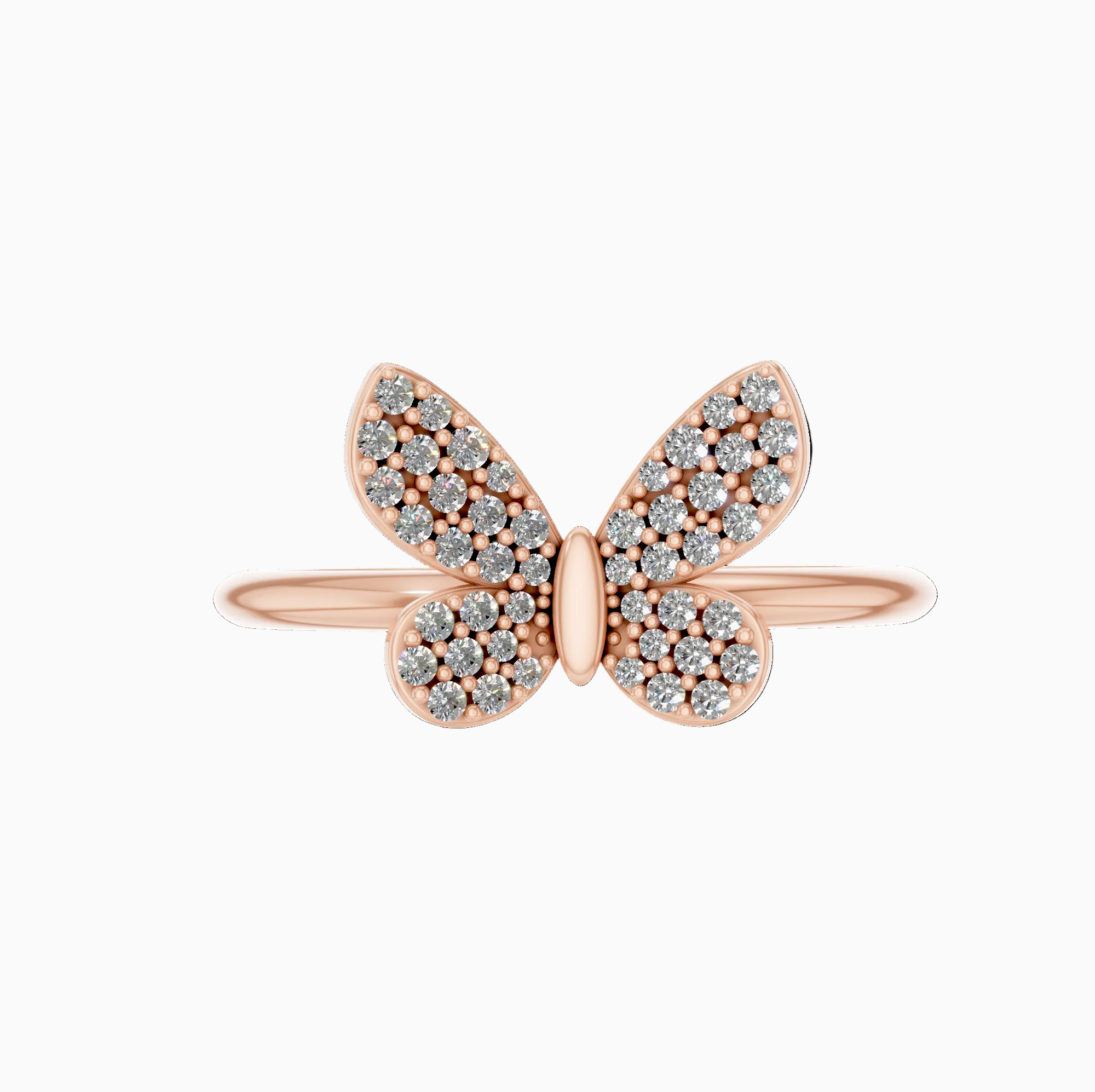 Round Lab Diamond Pave Butterfly Cocktail Ring
