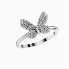 Round Lab Diamond Pave Butterfly Cocktail Ring