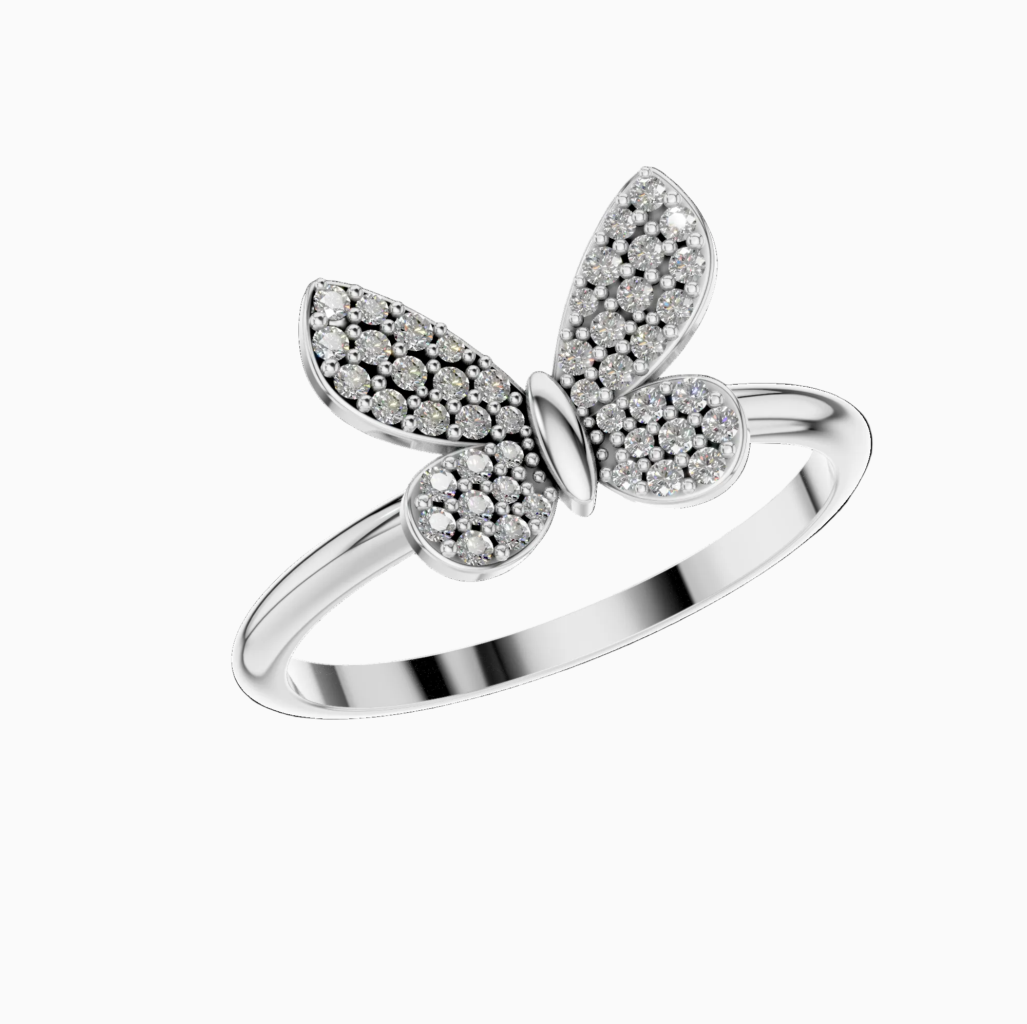 Round Lab Diamond Pave Butterfly Cocktail Ring