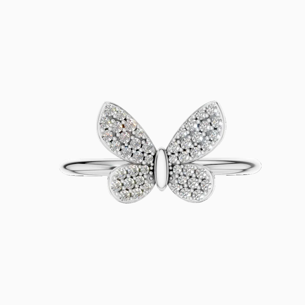 Round Lab Diamond Pave Butterfly Cocktail Ring