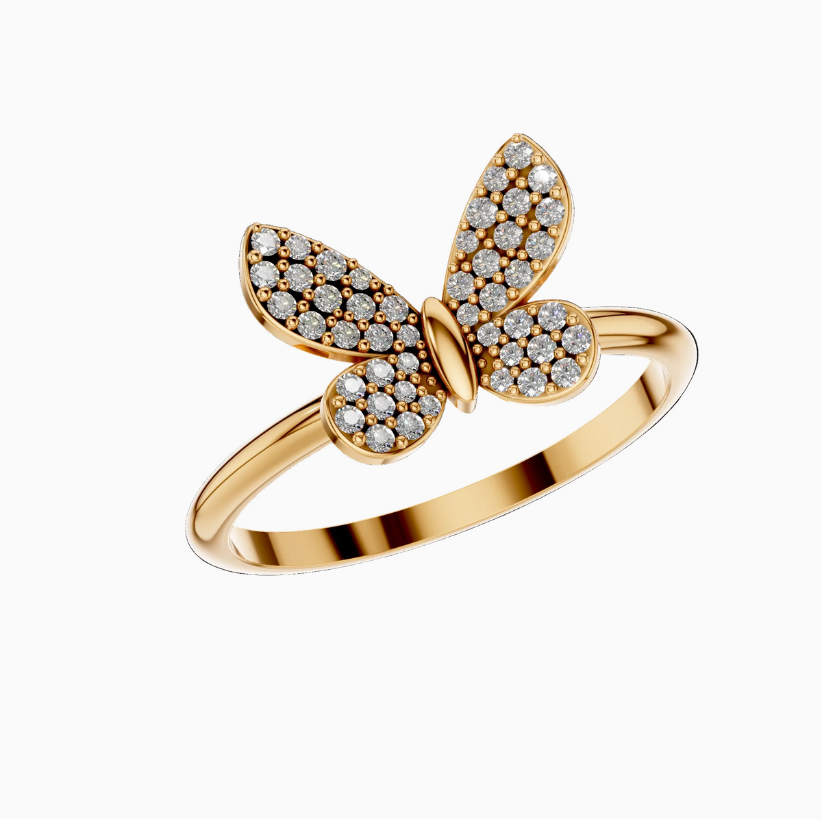Round Lab Diamond Pave Butterfly Cocktail Ring