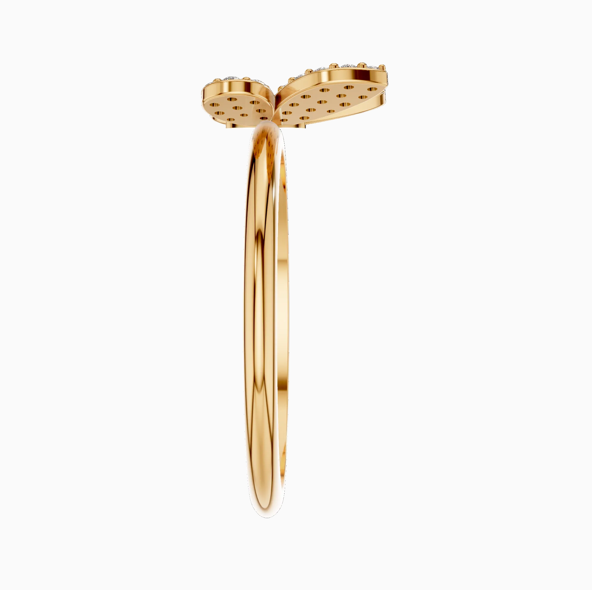 Round Lab Diamond Pave Butterfly Cocktail Ring