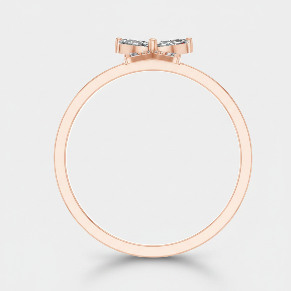 Marquise Cut Lab Grown Diamond Butterfly Gold Ring