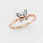 Marquise Cut Lab Grown Diamond Butterfly Gold Ring