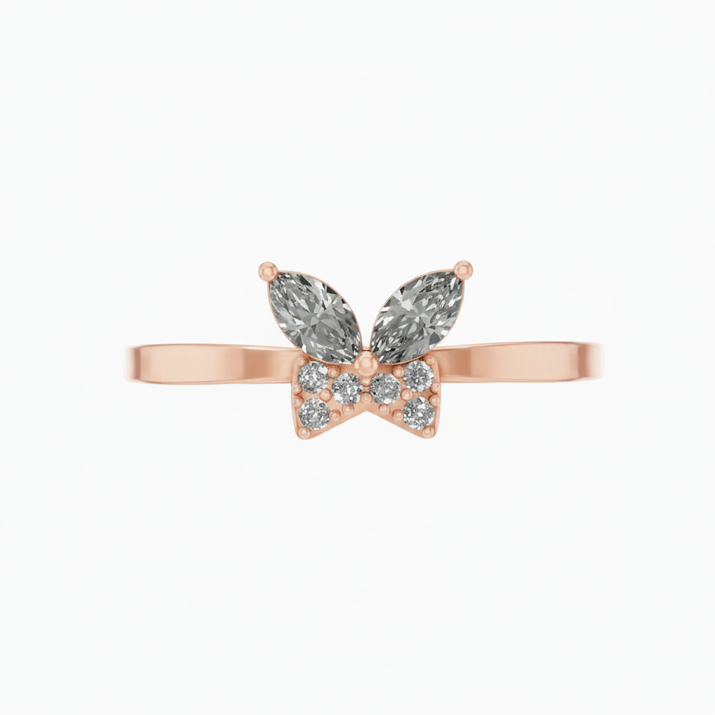 Marquise Cut Lab Grown Diamond Butterfly Gold Ring