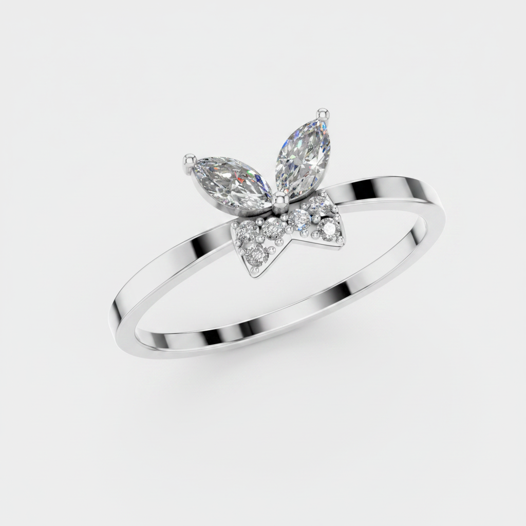 Marquise Cut Lab Grown Diamond Butterfly Gold Ring