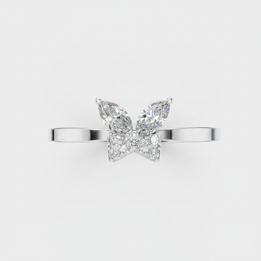 Marquise Cut Lab Grown Diamond Butterfly Gold Ring