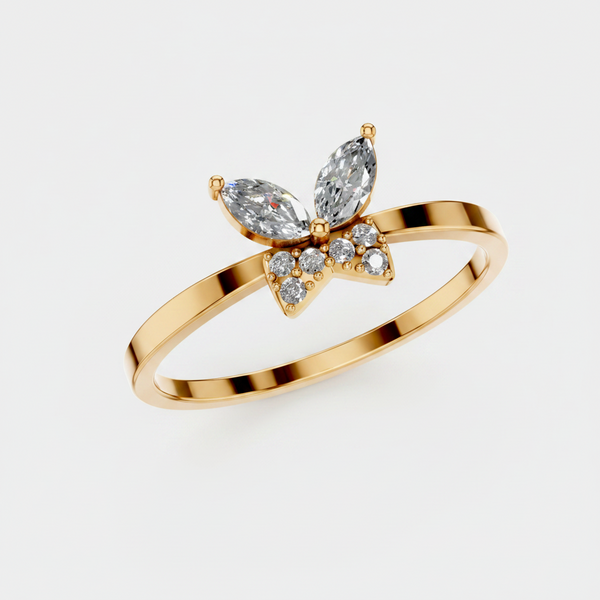 Marquise Cut Lab Grown Diamond Butterfly Gold Ring