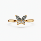 Marquise Cut Lab Grown Diamond Butterfly Gold Ring