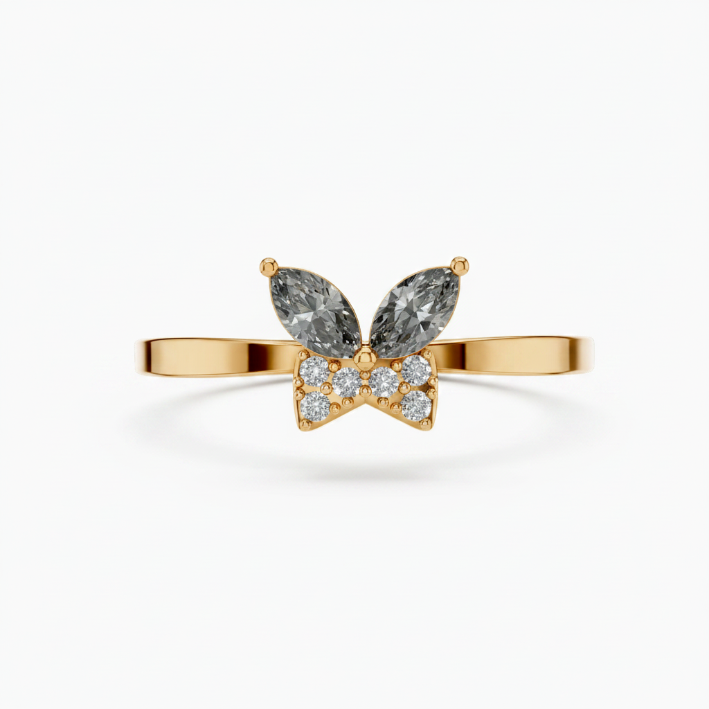 Marquise Cut Lab Grown Diamond Butterfly Gold Ring
