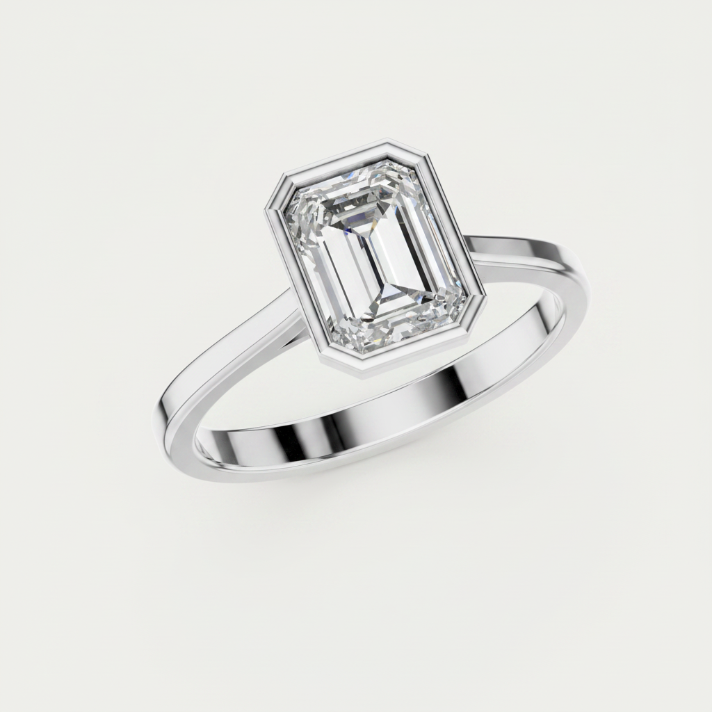 1.5 Ct Emerald Cut Lab Grown Diamond Solitaire Ring