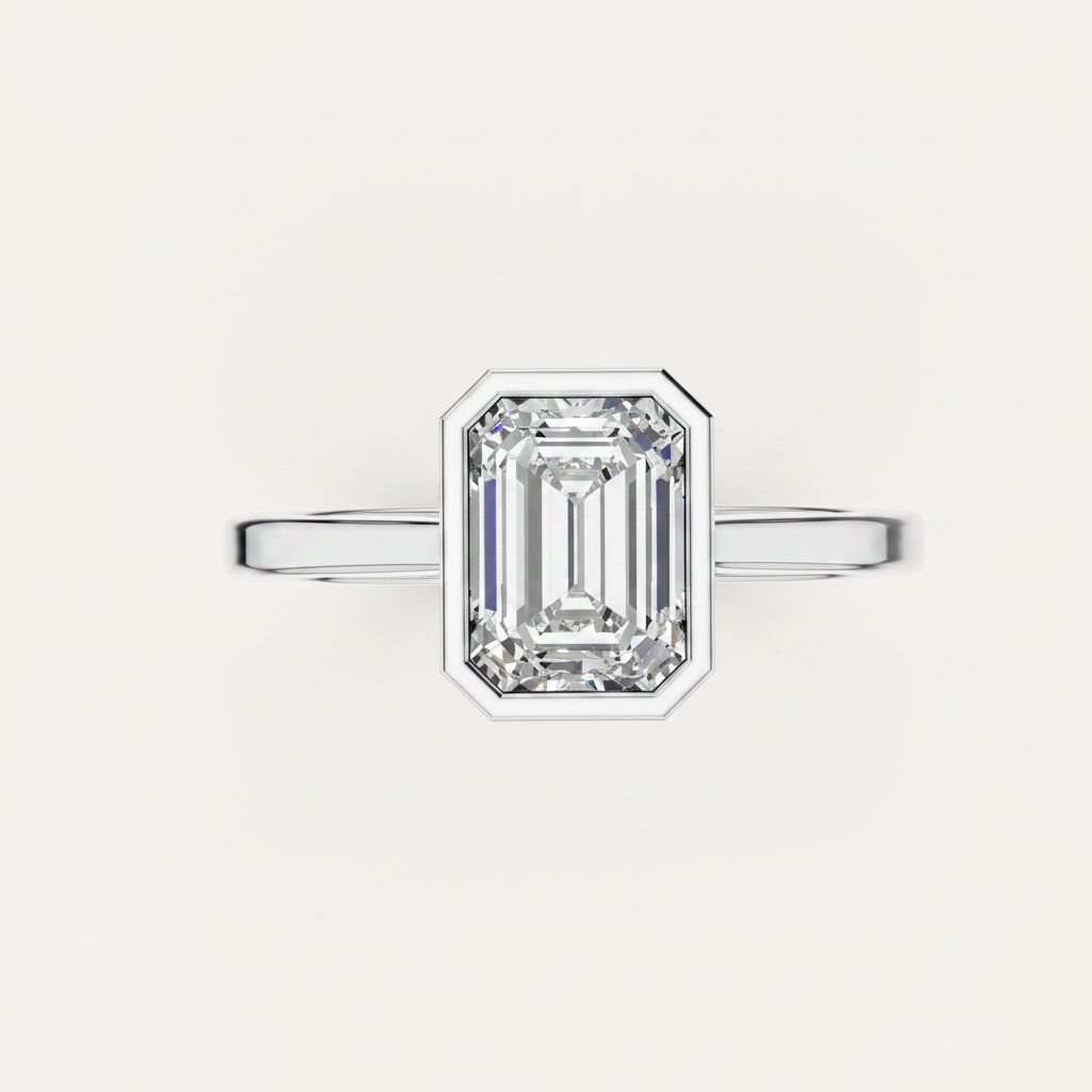 1.5 Ct Emerald Cut Lab Grown Diamond Solitaire Ring
