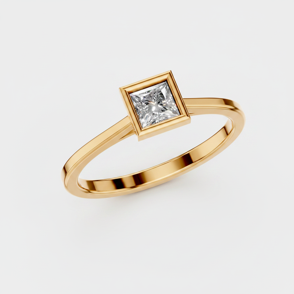 Princess Cut Lab Diamond Solitaire Statement Ring