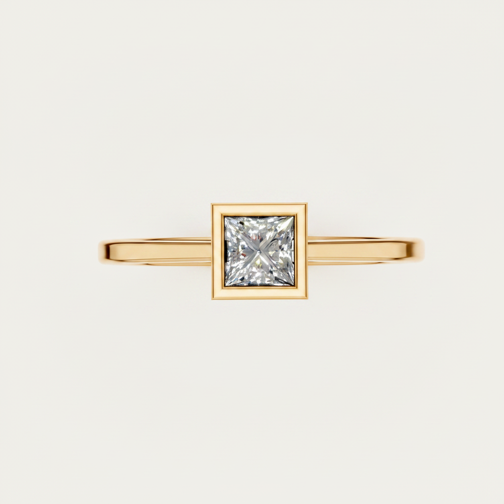 Princess Cut Lab Diamond Solitaire Statement Ring
