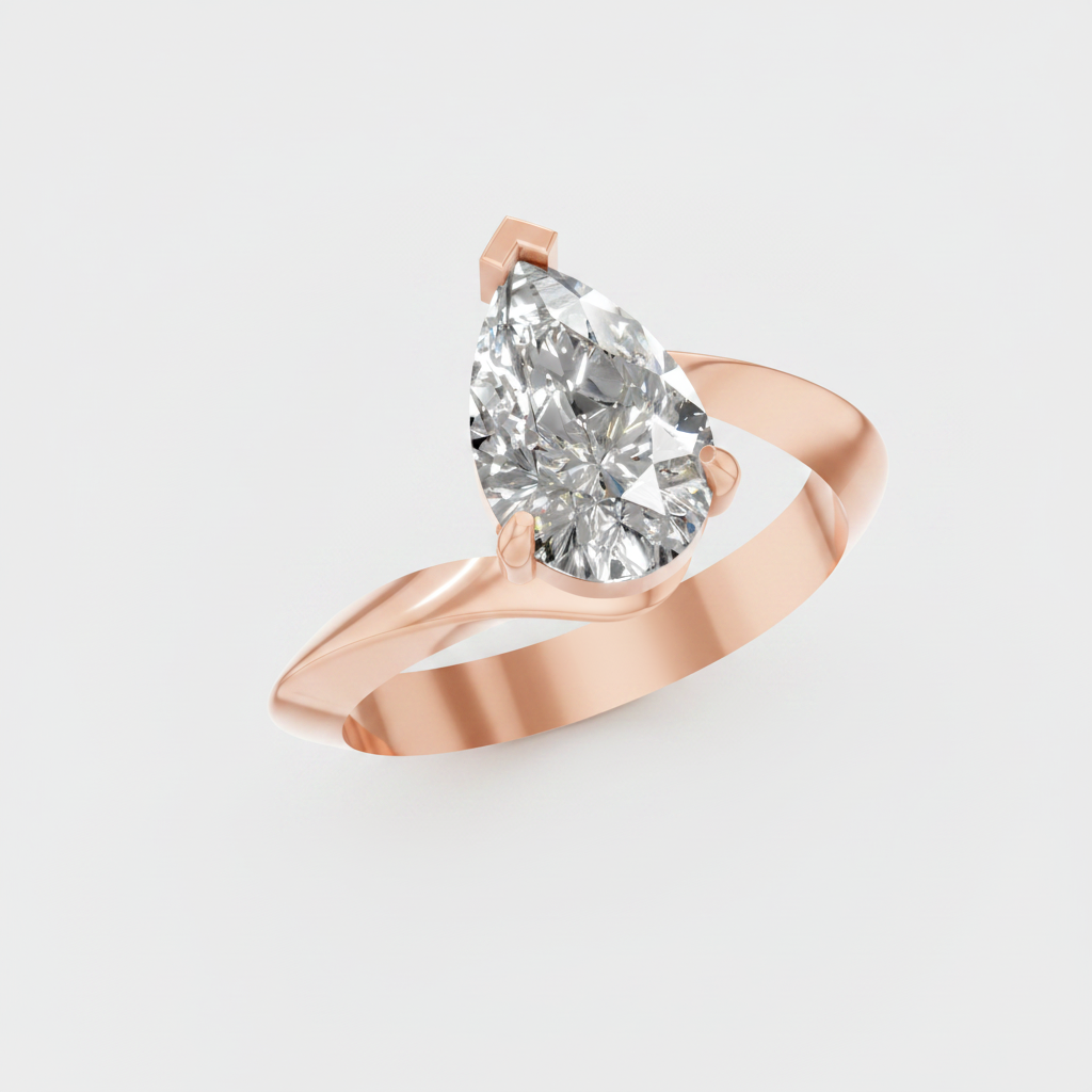 Pear Cut Lab Grown Diamond Solitaire Bypass Ring