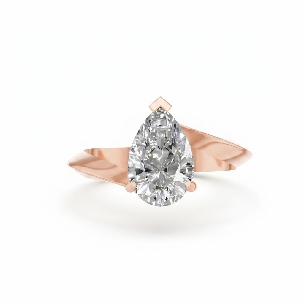 Pear Cut Lab Grown Diamond Solitaire Bypass Ring