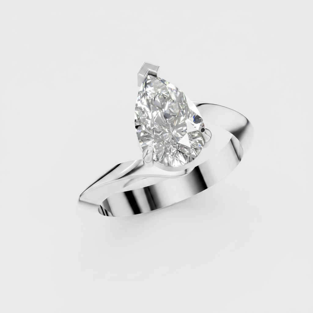 Pear Cut Lab Grown Diamond Solitaire Bypass Ring