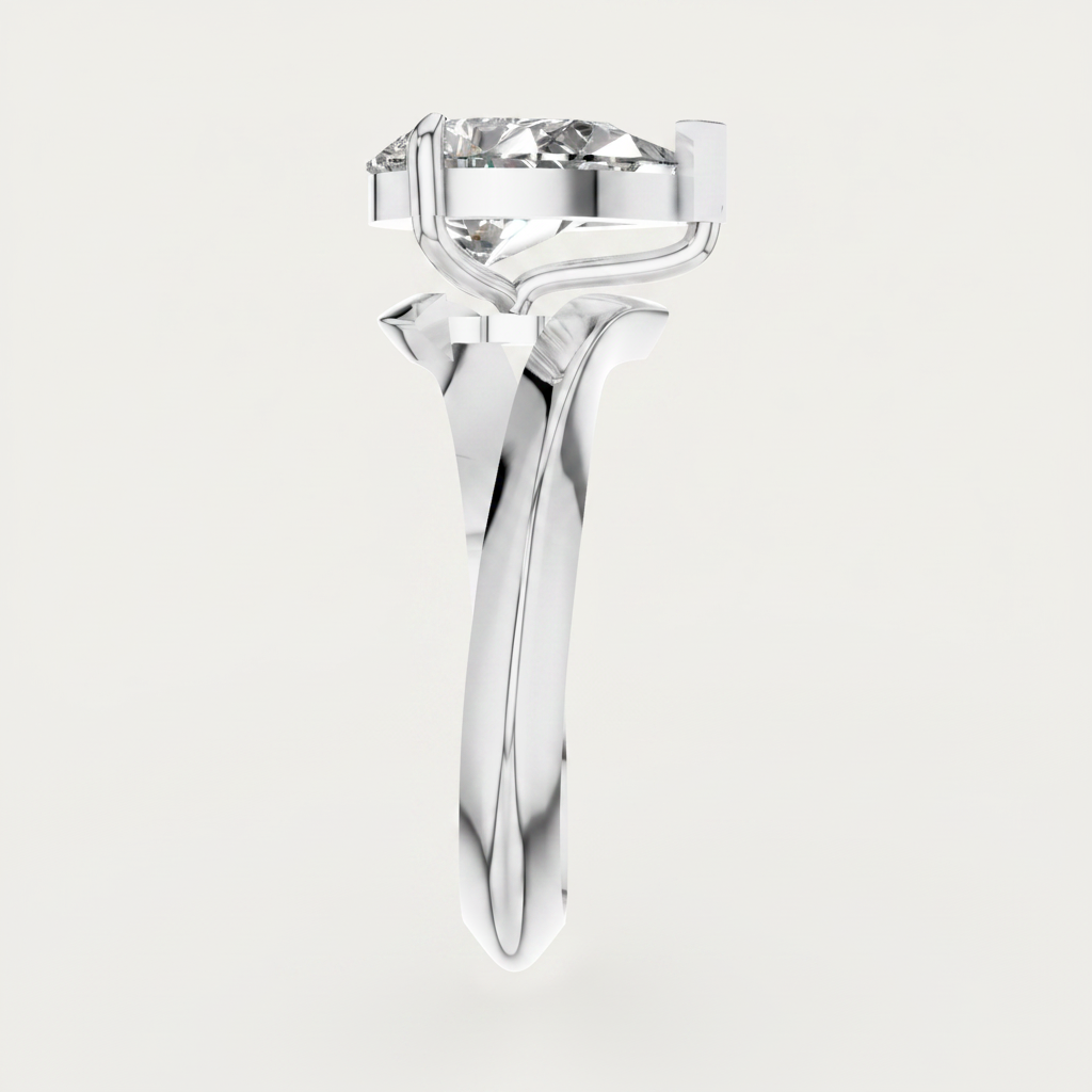 Pear Cut Lab Grown Diamond Solitaire Bypass Ring