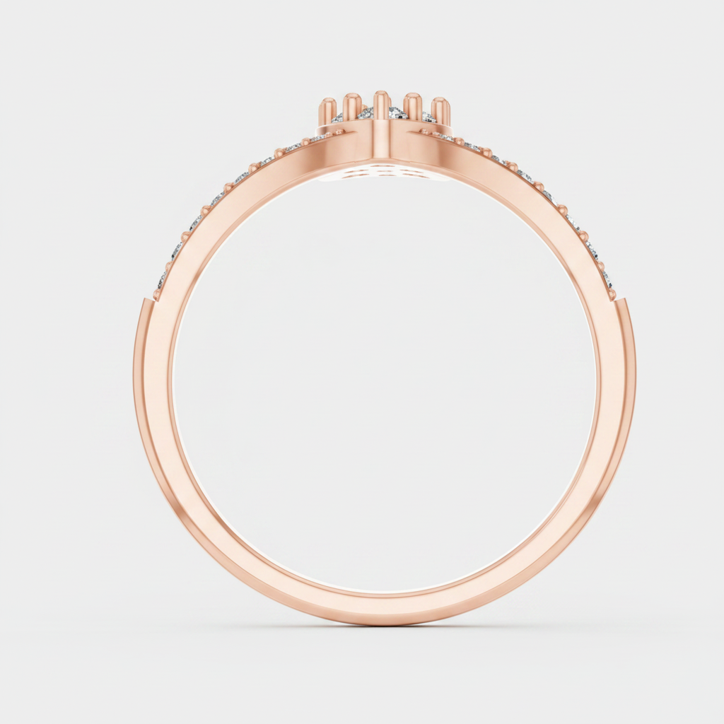 Round Lab Grown Diamond Cluster Pave Chevron Ring