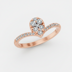 Round Lab Grown Diamond Cluster Pave Chevron Ring