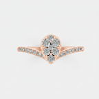 Round Lab Grown Diamond Cluster Pave Chevron Ring