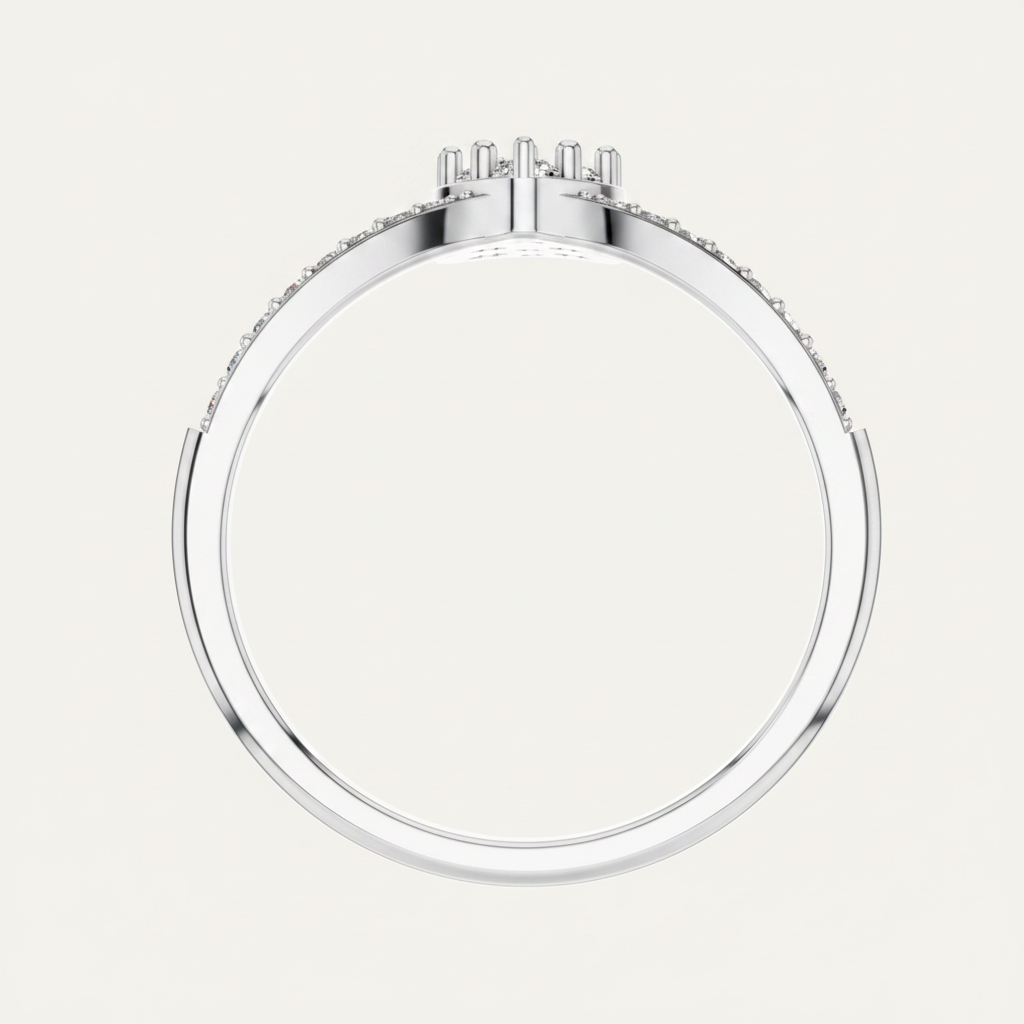 Round Lab Grown Diamond Cluster Pave Chevron Ring