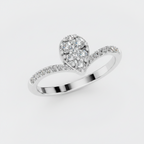 Round Lab Grown Diamond Cluster Pave Chevron Ring