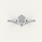 Round Lab Grown Diamond Cluster Pave Chevron Ring